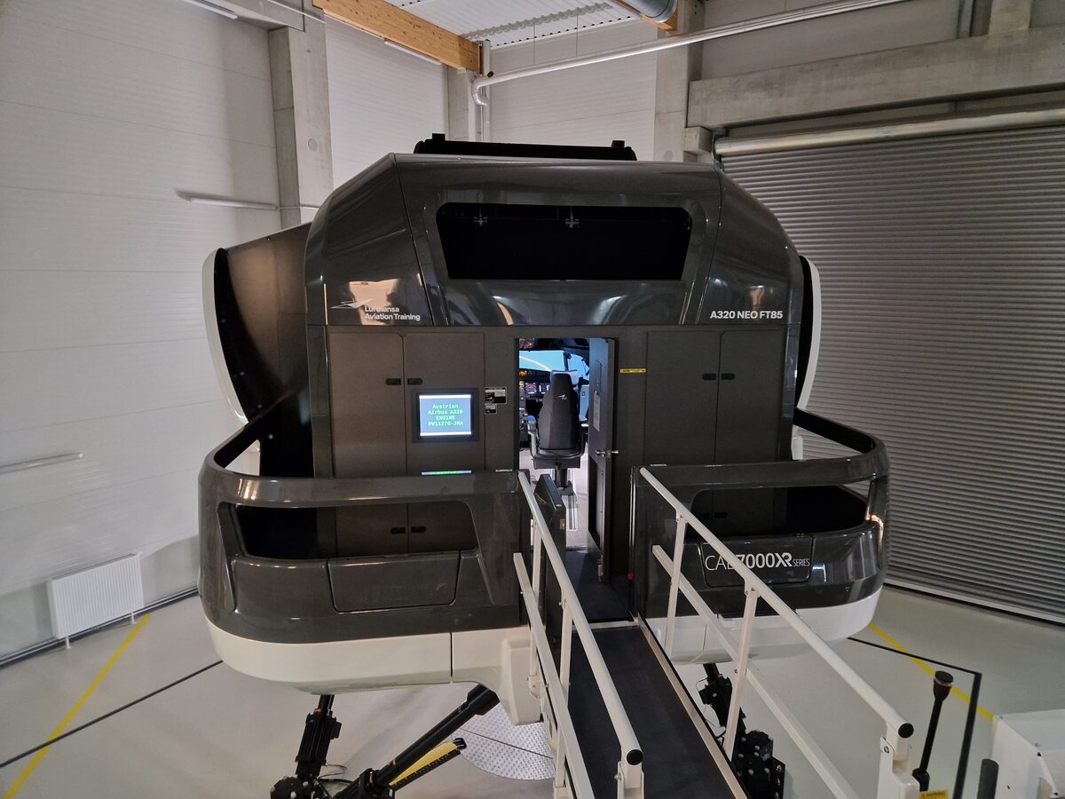 A320 NEO full-flight simulator exterior on motion actuators